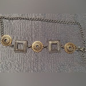 Silver and Gold tone Chico’s Metal Chain Concho Belt adjustable 41 Inches